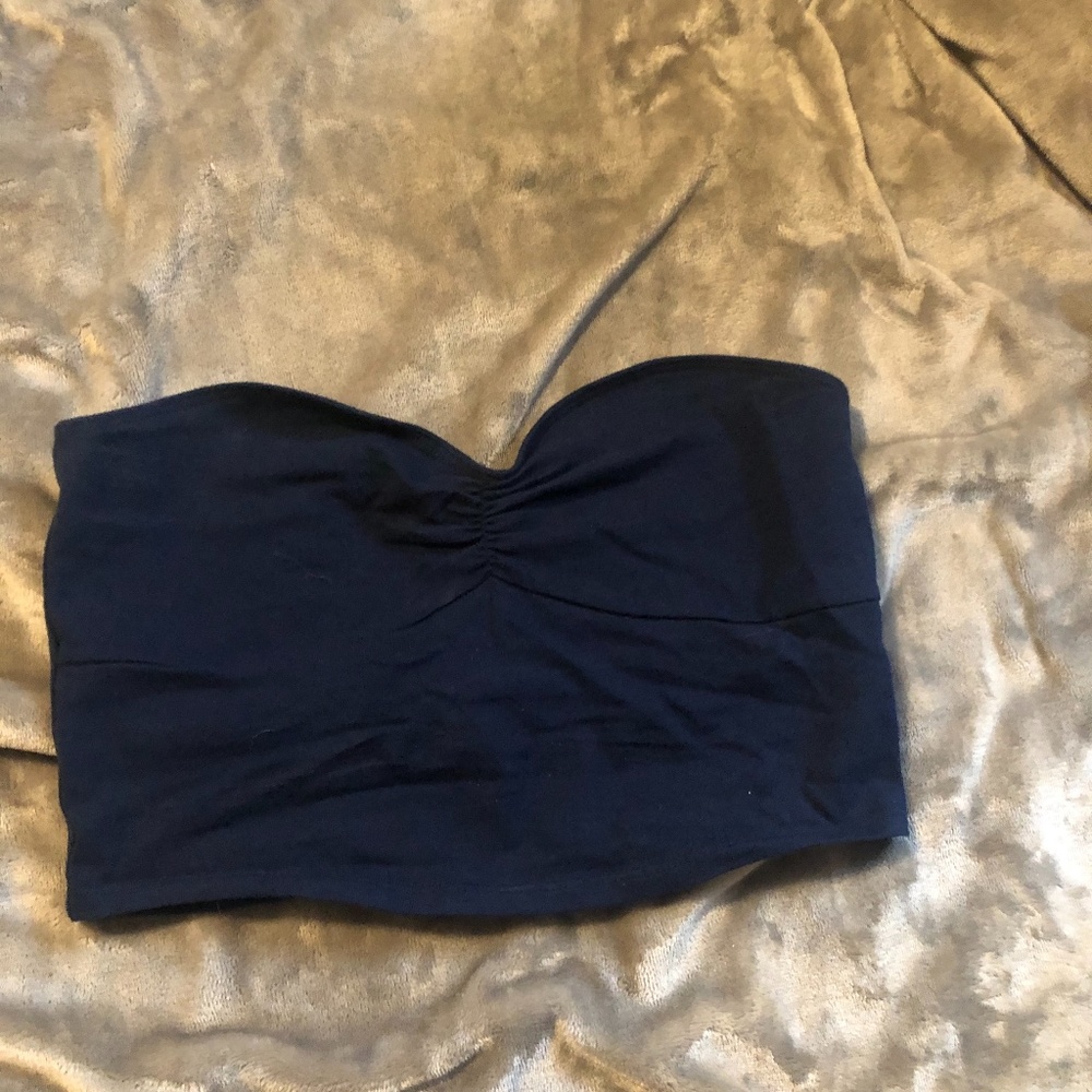 strapless crop top Navy blue
